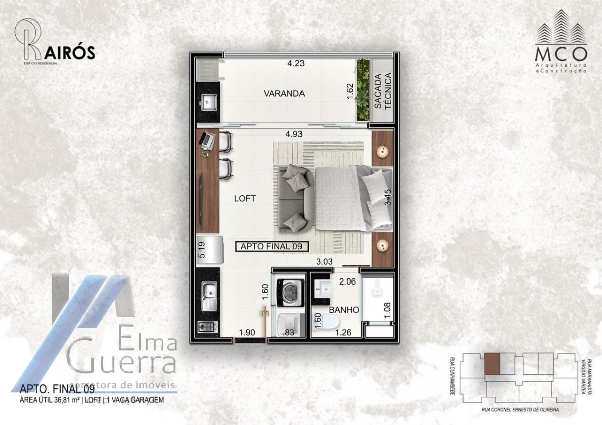 Apartamento à venda com 1 quarto, 36m² - Foto 3